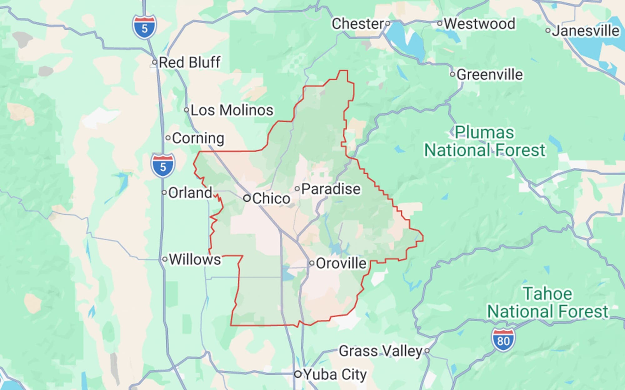Butte County service-territory map.