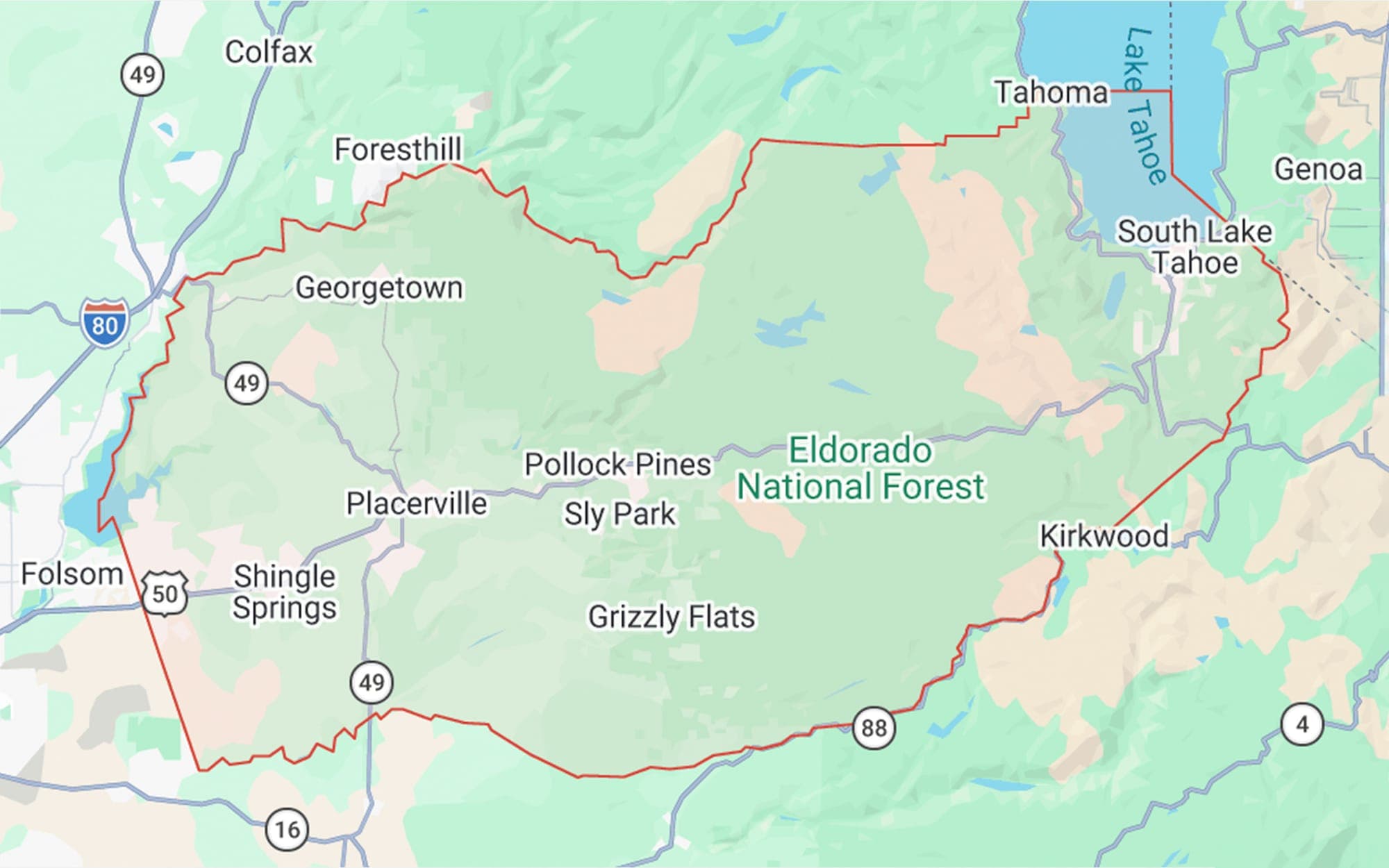 El Dorado County service-territory map.