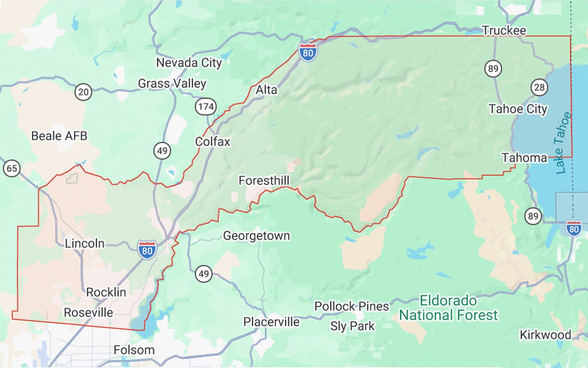 Placer County service-territory map.