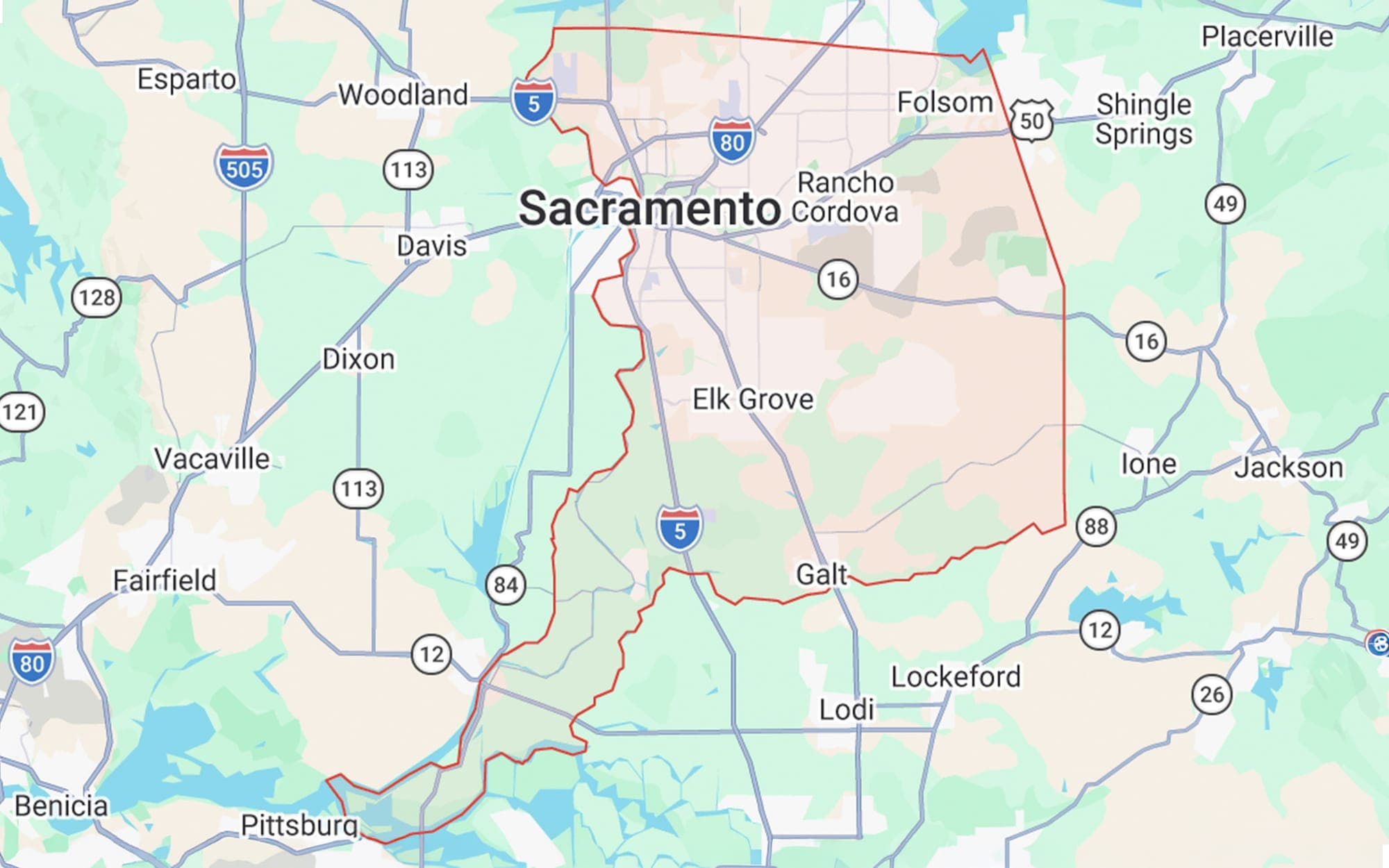 Sacramento County service-territory map.