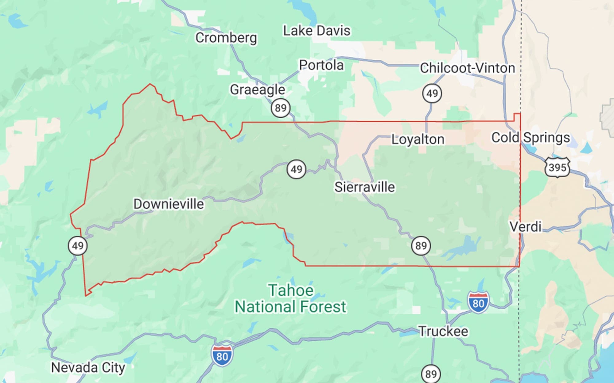 Sierra County service-territory map.